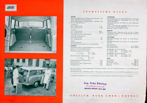 Goliath Kombiwagen Modellprogramm 1953 Automobilprospekt (8647)